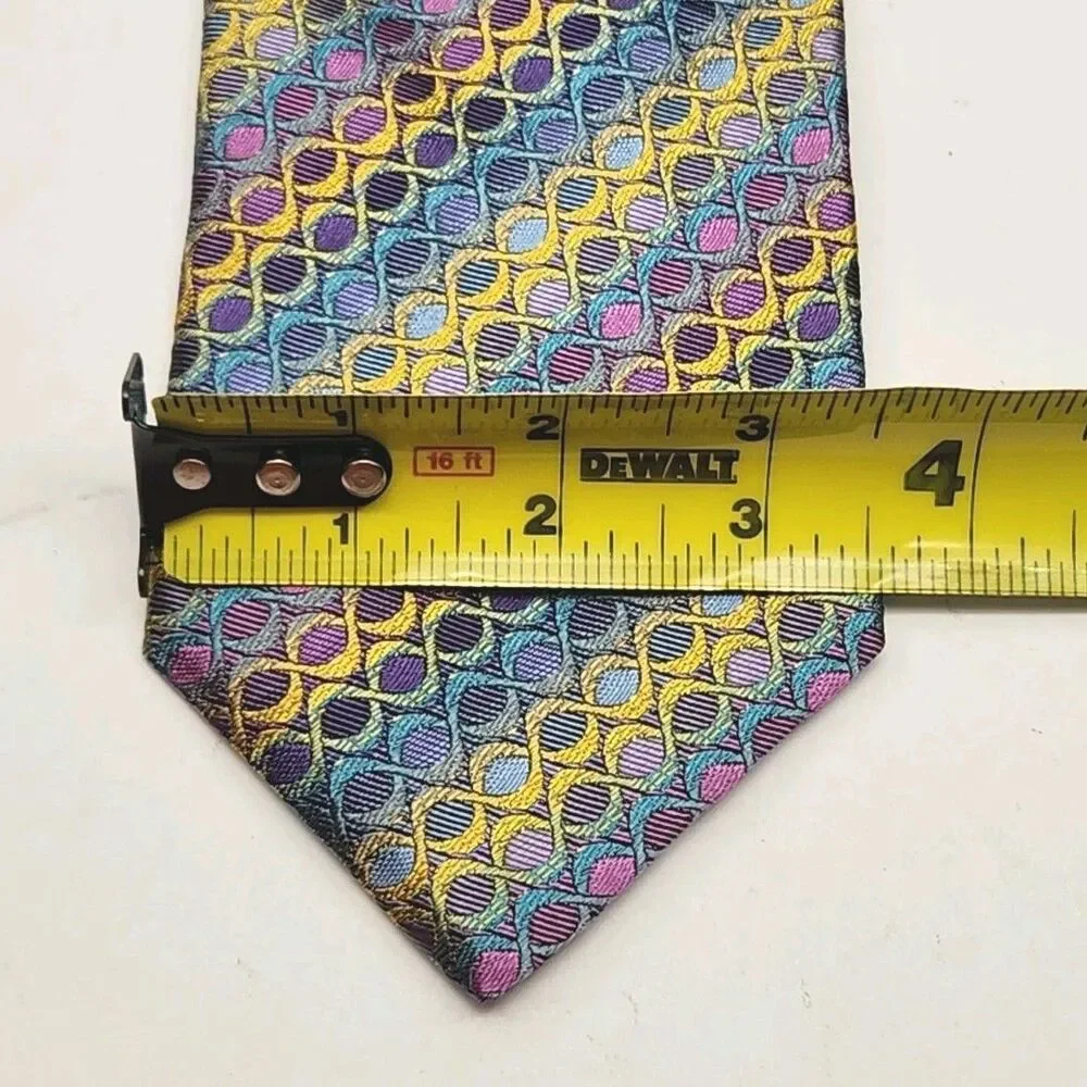 Missoni Cravatte Tie Men's Necktie 100% Silk Blue Purple Geometric Italy